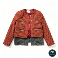 Jaket Tweed Wanita Bekas Berkualitas Tinggi, Gaya Musim Gugur/Dingin. Dipilih dengan Cermat dari Pakaian Bekas Kota-kota Kelas Satu yang Didaur Ulang