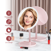 Miroir de maquillage de bureau en plastique LED personnalisé M5, simple face, température de couleur réglable, lumière rose dorée, porcelaine