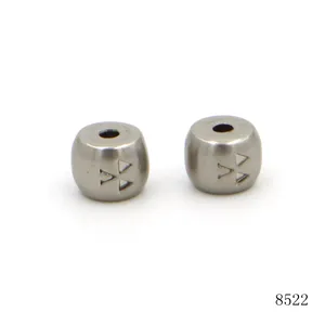 metal beading supplier small 8mm alloy beads custom engraving logo metal beads for bracelet and jewelry