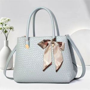 Simple Plain Color PU Crossbody Bag Lady's Purse Durable Leather Handbags With Scarf - Product Image 5