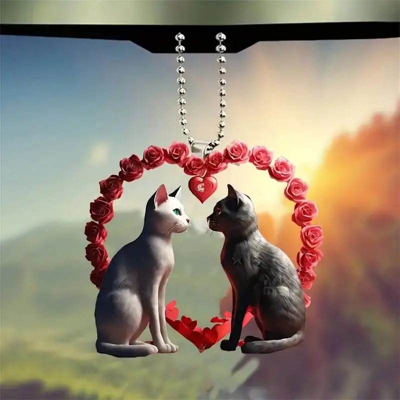 2D Acrylic Flat Pendant Car Decoration Pendant Couple Cat Backpack Keychain Decoration The Best Gift For Holiday Gifts