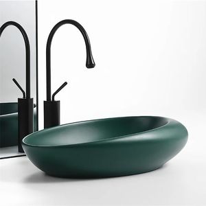 Modern Shallow Oval Concrete Washbasin Smooth Grey Cement Vessel Sink Above Counter Bathroom Lavabo Vietnam Manufacturer - Product Image 3