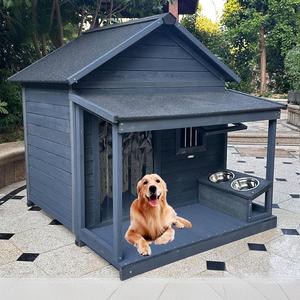 กรงสุนัขไม้กลางแจ้งบ้านสุนัขพันธุ์เล็กกันฝนได้ทุกฤดูอบอุ่นกันแสงแดดรูปทรงสี่เหลี่ยมขนาดเล็กสุนัขสไตล์คลาสสิก - Product Image 1