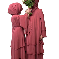 Zifeng OME dernière élégante abaya ouverte à 3 couches d'inspiration dubaï pour enfants femmes Hijab fait à la main en polyester élégant robe Kimono