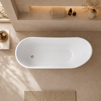 Bañera Independiente Personalizada Blanca Extra Profunda de 740 mm para Baño Familiar de 170 cm