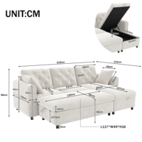 Canapé d'angle moderne avec chaise longue, repose-pieds et espace de rangement, ensemble pour appartement, chaise inclinable réglable gauche/droite