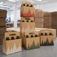 Porte-bouteilles et porte-canettes en carton recyclé, thème Noël, écologiques, 4/6 packs, portables