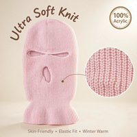 Vente en gros de balaclavas en tricot à 3 trous pour l'hiver, logo personnalisé brodé, masque facial, chapeau pour homme, ski en plein air, cyclisme, chapeau en tricot chaud