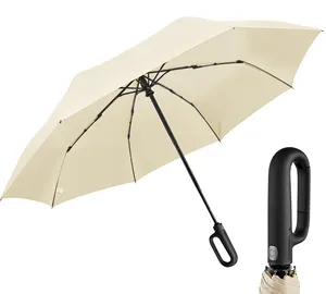 Pubblicità a buon mercato signore parasole automatico pioggia impermeabile tessuto simpatico moschettone portatile maniglia pieghevole ombrello auto