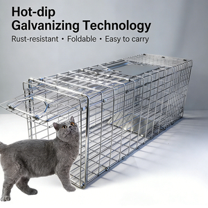Nouvelle cage à chat pliable entièrement automatique, extra large, robuste et solide, avec fermeture à bouton, directement de l'usine, pour le sauvetage des animaux. - Product Image 4