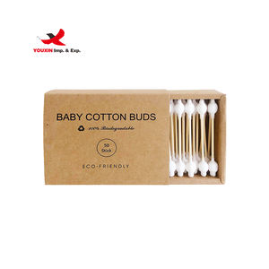 Hisopos de Algodón de Bambú 100% Biod FENGFLY de Alta Calidad con Doble Punta, 50 Unidades en Caja Cuadrada, Descuento por Compra al por Mayor - Product Image 1