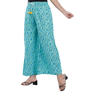 Compre Pantalones Palazzo con Estampado Floral, Talla Única, de Pierna Ancha, Estilo Casual, Étnico, Cómodos para Usar a Diario - Product Image 3