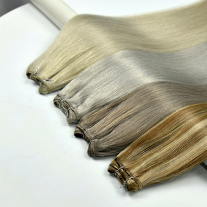 Mèches de cheveux vietnamiens de haute qualité, 20 pouces, double trame machine, cheveux Remy européens 100% humains, blondes, pour tissage - Product Image 1