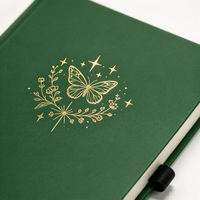 Carnet A5 en PU vert à couverture rigide avec boucle pour stylo, impression de logo personnalisée, dorure à chaud