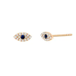 Milskye pequeña y linda joyería fina plata esterlina 925 18K oro delicado diamante moda mini mal de ojo pendientes femeninos