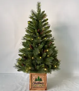 High Quality Prelit Artificial Christmas Tree Needle PVC Mixed Spruce Lighted Artificial Christmas Tree Prelit LED Xmas Tree