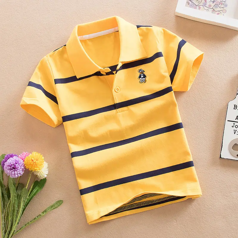 Enfant Polo coton enfant en bas âge Polos t-shirt à manches courtes écolier enfants polos en gros rayé pour les enfants