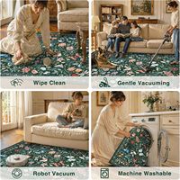 Grand tapis vert foncé motif papillon insecte, avec envers en caoutchouc, résistant aux taches, lavable, antidérapant, pour chambre d'enfant et décoration intérieure
