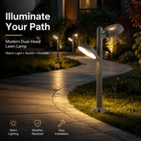 Lampu Bollard LED Siluet Arsitektural Kepala Ganda Dapat Diputar 3000K 24W untuk Taman dan Jalur Jalan