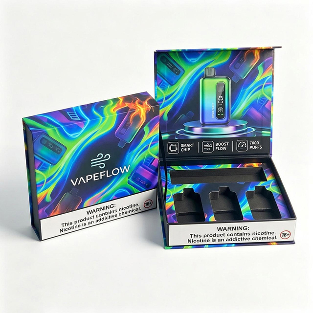 Custom Printed Empty Child Resistant Cartridge Packaging Box with EVA Insert for Cigarette Accessories