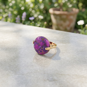 Custom Design Purple Copper Turquoise Round Shape <b>Ring</b> Solid Brass 18k Gold Plated Ottoman Style Plain <b>Thin</b> Band Men's <b>Rings</b> - Product Image 4
