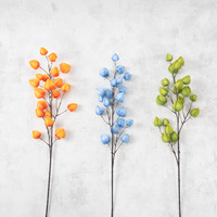 Fleurs artificielles en soie aux couleurs d'automne, style lanterne, branche unique, plantes vertes pour arrangements floraux sur table de présentation de salon de thé au lait