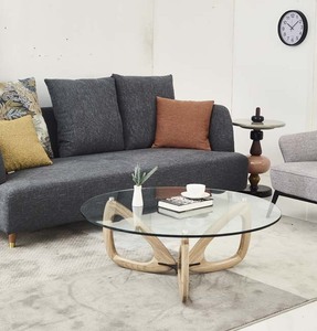 Stile nordico in <span class=keywords><strong>legno</strong></span> di frassino 12mm tavolo laterale in <span class=keywords><strong>vetro</strong></span> di lusso rotondo in <span class=keywords><strong>legno</strong></span> moderno <span class=keywords><strong>tavolino</strong></span> da caffè per soggiorno - Product Image 4