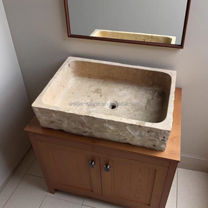 Blocs de travertin léger Blocs de travertin beige pour salle de bain comptoir de cuisine <span class=keywords><strong>lavabo</strong></span> <span class=keywords><strong>lavabo</strong></span> éviers de vanité - Product Image 6