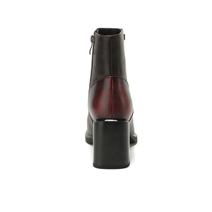 <span class=keywords><strong>Bottines</strong></span> <span class=keywords><strong>Chelsea</strong></span> pour femmes Moncheer, dégradé bordeaux, style coréen rétro, fermeture éclair, talon épais, mode automne/hiver - Product Image 4