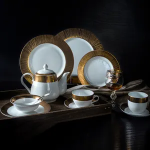 Hoge Kwaliteit Keramische Servies Voor High-End Restaurants, elegante Nieuwe Bone China Servies In Phnom Penh Voor Thuisgebruik