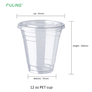 Recyclable Plastic Cups 12oz <strong>Disposable</strong> Printed PET <strong>Glass</strong> 12 oz Plastic Coffee Drinking Cups with Straw - Product Image 2