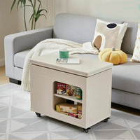 Table basse pliante réglable en hauteur, mobile et portable, avec plateau relevable et rangement intégré pour salon - Vente en gros