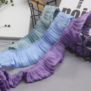ผ้าชีฟองสีม่วงเบจ Ruffled,ผ้าชีฟองยู่ยี่ปกกระโปรงวัสดุเสื้อผ้าจีบลูกไม้ตัด - Product Image 3