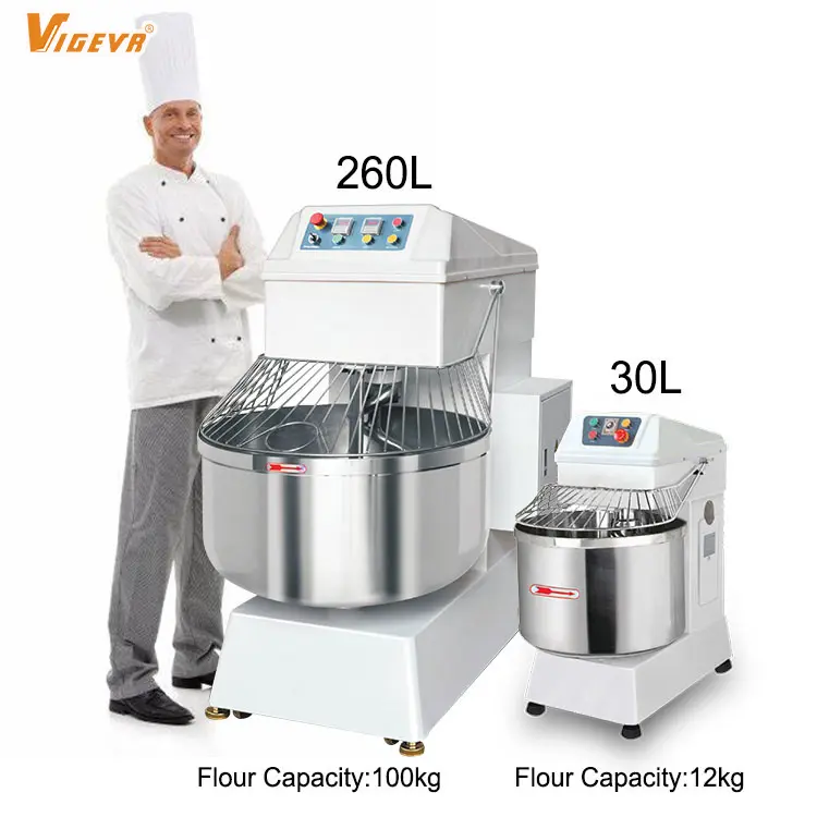 Máquina comercial de panadería, amasadora de masa de 50kg, 15 kg, 20 qt, espiral de harina, mezclador de masa de pastelería