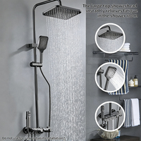 Ensemble de douche mural Piano 4 fonctions avec fonction pluie, mitigeur de douche moderne à valve céramique, eau chaude et froide, système de douche pour salle de bain