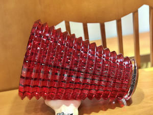 Jarrón de Cristal de Lujo con Diseño de Diamantes, Jarrón Redondo de Cristal Rojo, Decoración para el Hogar y Bodas, Florero - Product Image 5