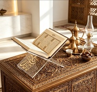 Support de Coran en acrylique transparent avec calligraphie arabe dorée personnalisée |   Support pliable en Lucite pour le Coran (Rehal)