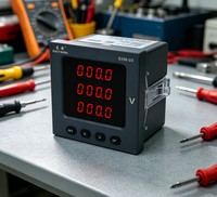 EASTSONG ES96-U3 96x96mm Voltmeter Digital Tiga Fasa AC 1000V LED Merah RS485 Modbus RTU Kelas 0.5 Meter Proteksi IP65