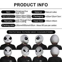 Masque d'horreur en latex The Nightmare Before Christmas, accessoire de cosplay pour fête d'Halloween, personnalisable