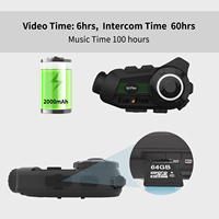 2K Sony Lens HD Camera Bluetooth Intercom Motorcycle Wireless Recorder Headset 6-Way Group Talking With FM Radio IP65 Waterproof