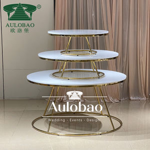 โต๊ะกลมสำหรับงานแต่งงานงานอีเว้นท์สามชั้นทำจากสแตนเลสหรูหรา - Product Image 3