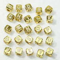 Collier avec pendentif en forme de cube avec lettres personnalisées, 26 alphabets, perles en zircon, 26 lettres, charme