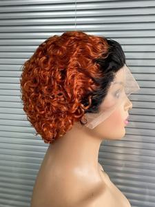 Chaud brésilien 6 pouces pour Pixie Cut perruque <span class=keywords><strong>13X1</strong></span> court bouclés avant de lacet Transparent dentelle femmes perruque de cheveux humains - Product Image 4