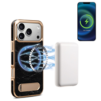 Funda de Teléfono Magnética de Cuero Genuino de Lujo Denior con Ranura para Tarjetas y Soporte, Compatible con las Series 17/16/15/14/13