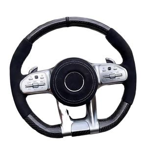 อุปกรณ์เสริมภายในพวงมาลัยหนัง Napa หุ้มพวงมาลัยคาร์บอนไฟเบอร์สำหรับ Mercedes-Benz <span class=keywords><strong>E</strong></span> <span class=keywords><strong>Class</strong></span> C W205 W206 W212 W213 W222 - Product Image 6