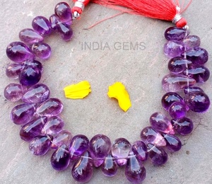 Thạch anh tím Giọt Nước Mắt hình dạng đồng bằng hạt lỏng đá quý làm đồ trang sức vòng cổ giá bán buôn mỗi sợi tự nhiên + AAA chất lượng hàng đầu - Product Image 4
