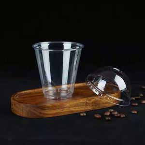 Gobelets jetables en plastique PET à fond plat de 93 mm avec couvercles et pailles, 9-14 oz, impression de logo, pour boissons et vodkas - Product Image 2