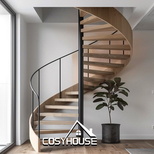 Escalera Moderna con Barandilla <span class=keywords><strong>de</strong></span> Vidrio, Escalera Recta con Plataforma, Escalera <span class=keywords><strong>de</strong></span> Acero y <span class=keywords><strong>Madera</strong></span> <span class=keywords><strong>para</strong></span> <span class=keywords><strong>Diseño</strong></span> <span class=keywords><strong>de</strong></span> <span class=keywords><strong>Interiores</strong></span> - Product Image 5