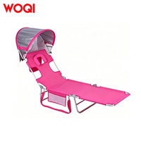 Chaise longue de plage WOQI avec auvent, trous pour le visage et les bras, chaise longue rembourrée réglable pour la plage