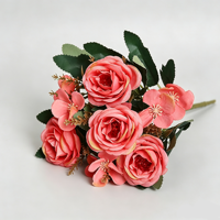 Bouquet de fleurs artificielles en tissu de soie, roses artificielles, OEM ODM, pour mariage, événement, arrangement floral, décoration de la maison